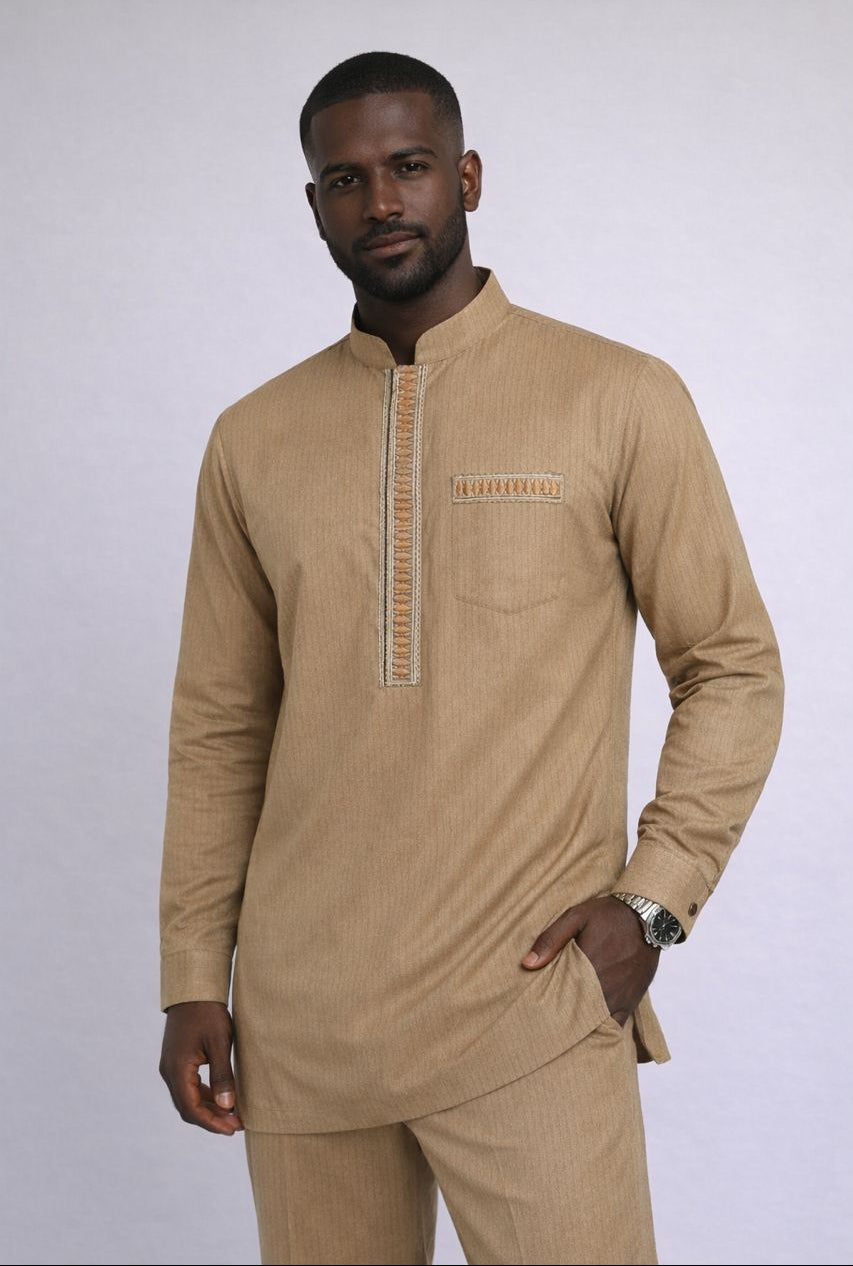 Ensemble Caftan Homme Beige Élégant